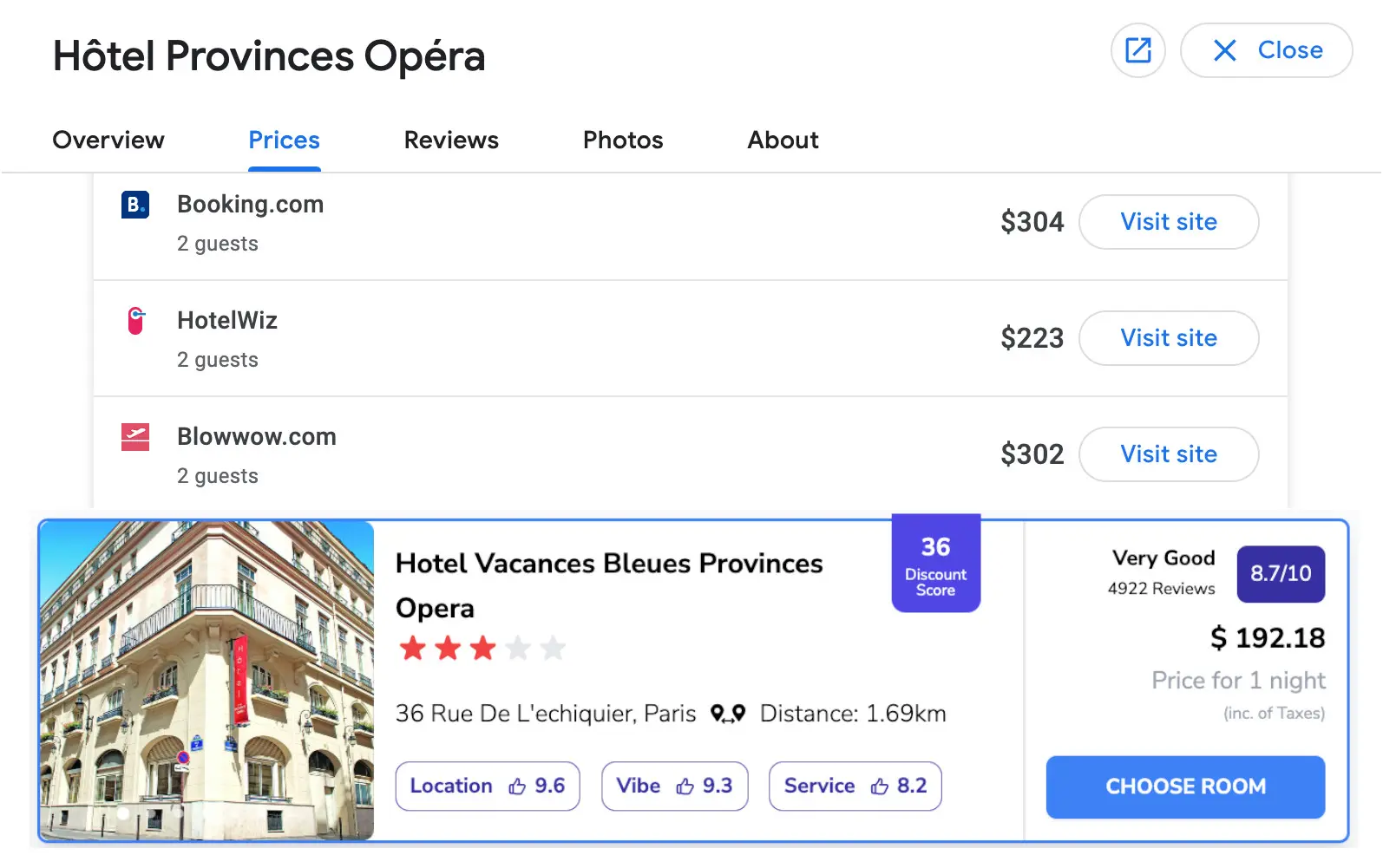 One of the most popular hotels in Paris is Hotel Provinces Opera